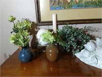 Small Decorator Vases, Ostrich Egg & Wall Sconce