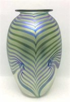 Iridescent Art Glass Vase Signed Roberto Eickholt