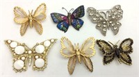Lot of 6 Butterfly Brooches