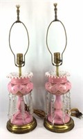 Pair of Hand Painted Luster Lamps