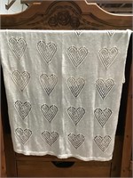 Knitted heart blanket apx 3 x 5 ft