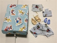 Mickey Mouse box & doll clothes
