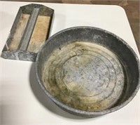 Vintage galvanized oil pan & tray