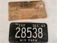 1957 Wisconsin Farm License Plate
