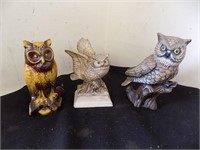 Lot 3 Ceramic Owls (middle one Signed)