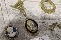 Lot of Cameo Necklaces, Brooch and Earrings