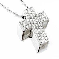 1.6 Carat Diamond & 18K 3D Cross Necklace