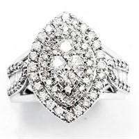 3/4+ CT Diamond & 10k WG Marquise Double Halo Ring
