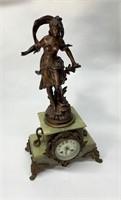 Antique French Spelter and Onyx Table Clock