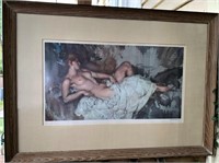 William Flint "Reclining Nude I" Framed Lithograph