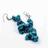 Old Pawn Native American Turquoise Nugget Earrings