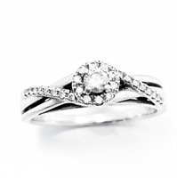 Diamond & 10k White Gold Halo Ring