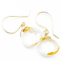 Artisan Citrine & Yellow Gold Dangle Earrings