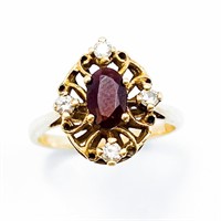 Vintage Victorian Ruby & Diamond 14k Gold Ring
