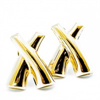 Modern 14k Yellow Gold Crossover Earrings
