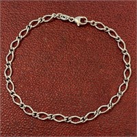 14k White Gold Twisted Link 7" Bracelet