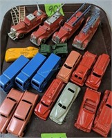 Tray Lot. Tootsie Toy Fire Trucks, 1930s-50's