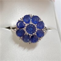 Rhodium Plated St.Silver Sapphire(5ct) Ring