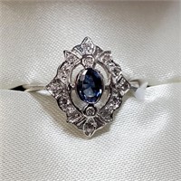 $3045 14K  Sapphire(0.33ct) Diamond(0.14ct) Ring