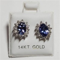 $5600 14K  Tanzanite(2ct) Diamond(0.32ct) Earrings