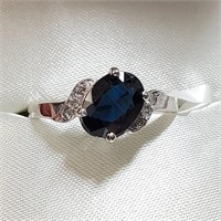 $3000 10K  Sapphire(1.05ct) Diamond(0.06ct) Ring