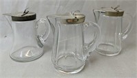 3 Heisey Glass Syrup Dispensers