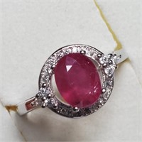 $160 Silver Ruby(1.5ct) CZ Ring