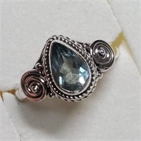 $100 Silver Blue Topaz (0.75ct) Ring