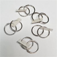 $120 Silver 5 Pairs Of Hoopes Earrings