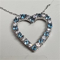 $160 Silver Blue Topaz  Necklace