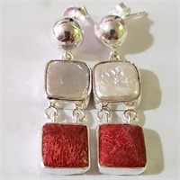$100 Silver Freshwater Pearl Poly Color Earrings