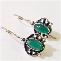 $100 Silver Green Onyx Earrings