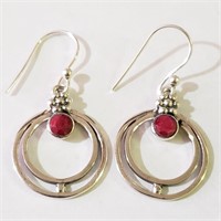 $100 Silver Ruby Earrings
