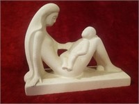 Large HAEGER Mother and Child Art Pottery Statue