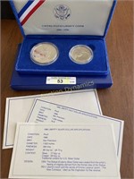 1986 US Mint Silver Dollar Coin/ Half Dollar Proof