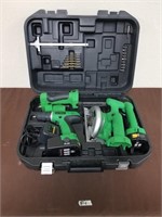 Large set of cordless 19.2V tools with hard case
