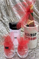Bishop Strong Wine Chiller & Stemless Glasses