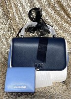 Michael Kors Blue & White Purse with Wallet