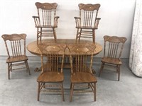 7 Pc. Oak Dining Room Table & Chair Set