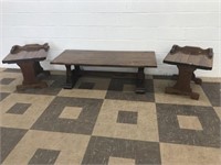 3 Pc Pine Coffee and End Table Set