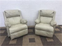 Pair of Tan Leather Reclining Chairs