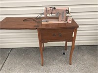 Necchi Vintage Sewing Machine and Wooden Cabinet
