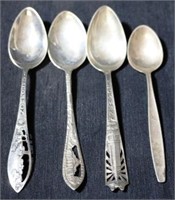 Set of 4 Sterling Silver Spoons