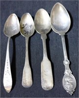 Lot of 4 Coin Silver Spoons