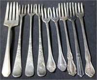 Lot of 9 Assorted Silver Plated Forks
