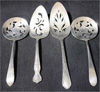 Lot of 4 Assorted Silver Plated Serving Spoons