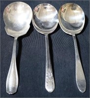 Lot of 3 Assorted Silver Plated Serving Spoons