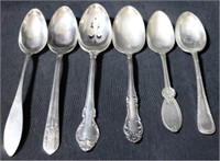 Lot of 6 Assorted Silver Plated Spoons