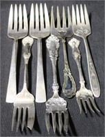 Lot of 6 Assorted Silver Plated Forks