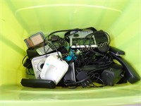 Plastic Tote of Electronics